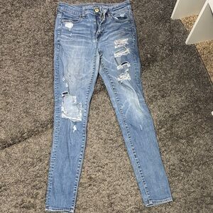 American Eagle Outfitters Ripped Blue Skinny Jeans